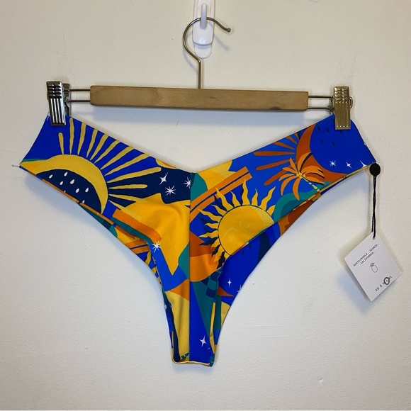 SKATIE NEW Mandi Cheeky Bikini Bottom in Palermo Print Blue Orange Sz Large - Picture 6 of 9